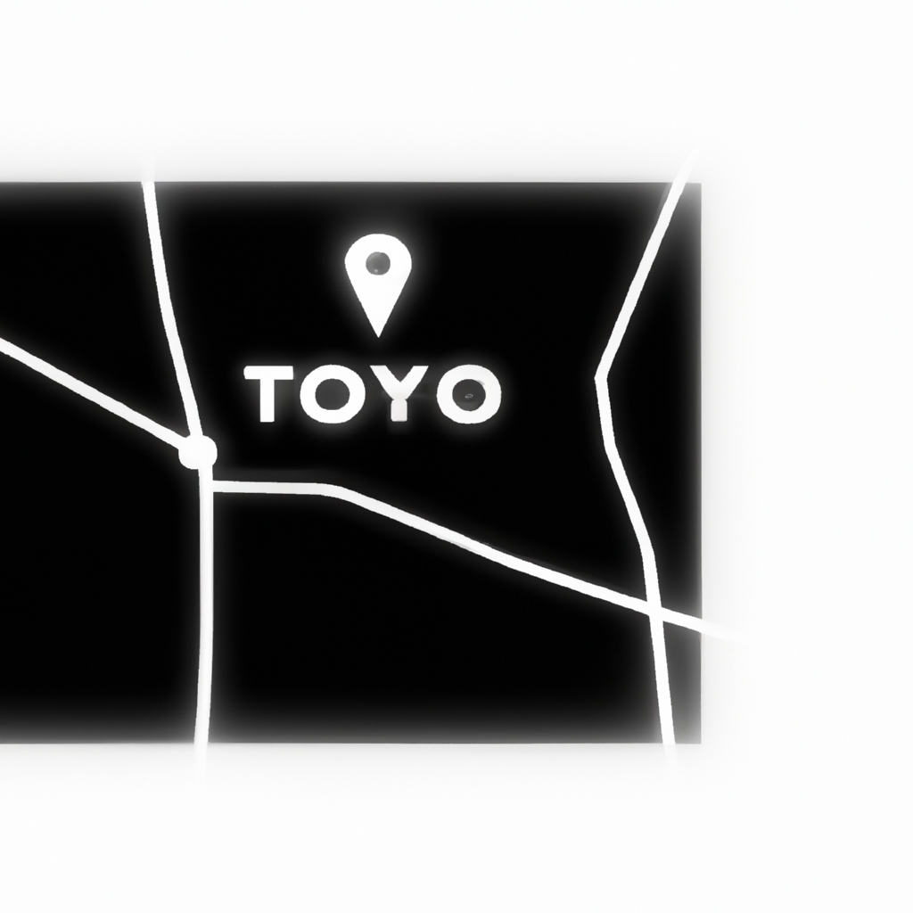 東京都港区南青山周辺の簡略マップ。スタジオ位置が黒いピンで示されている白黒の高コントラストマップ。