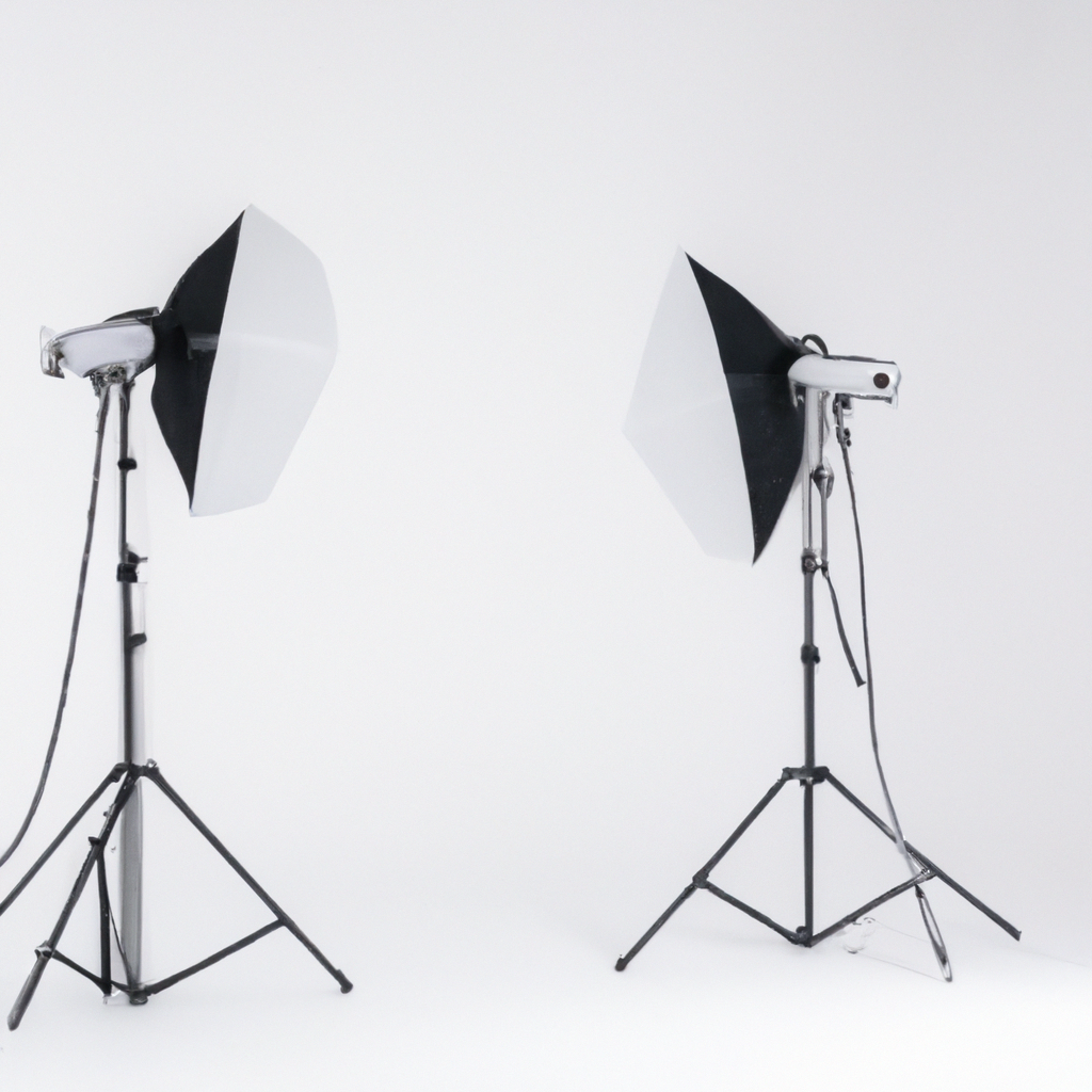 白ホリとCスタンド、ソフトボックスが整然と配置されたミニマルなスタジオレンタル環境。